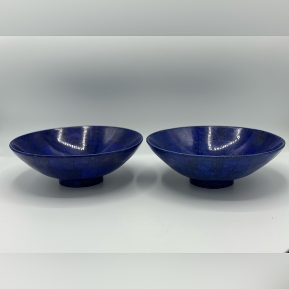 Lapis Lazuli, 8in Bowls. Natural Geniune Lapis Gemstone Mosaic - Picture 3 of 13